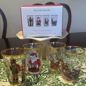 Williams Sonoma Twas the Night before Christmas 24 k Gold accents. New.4 Tumbler